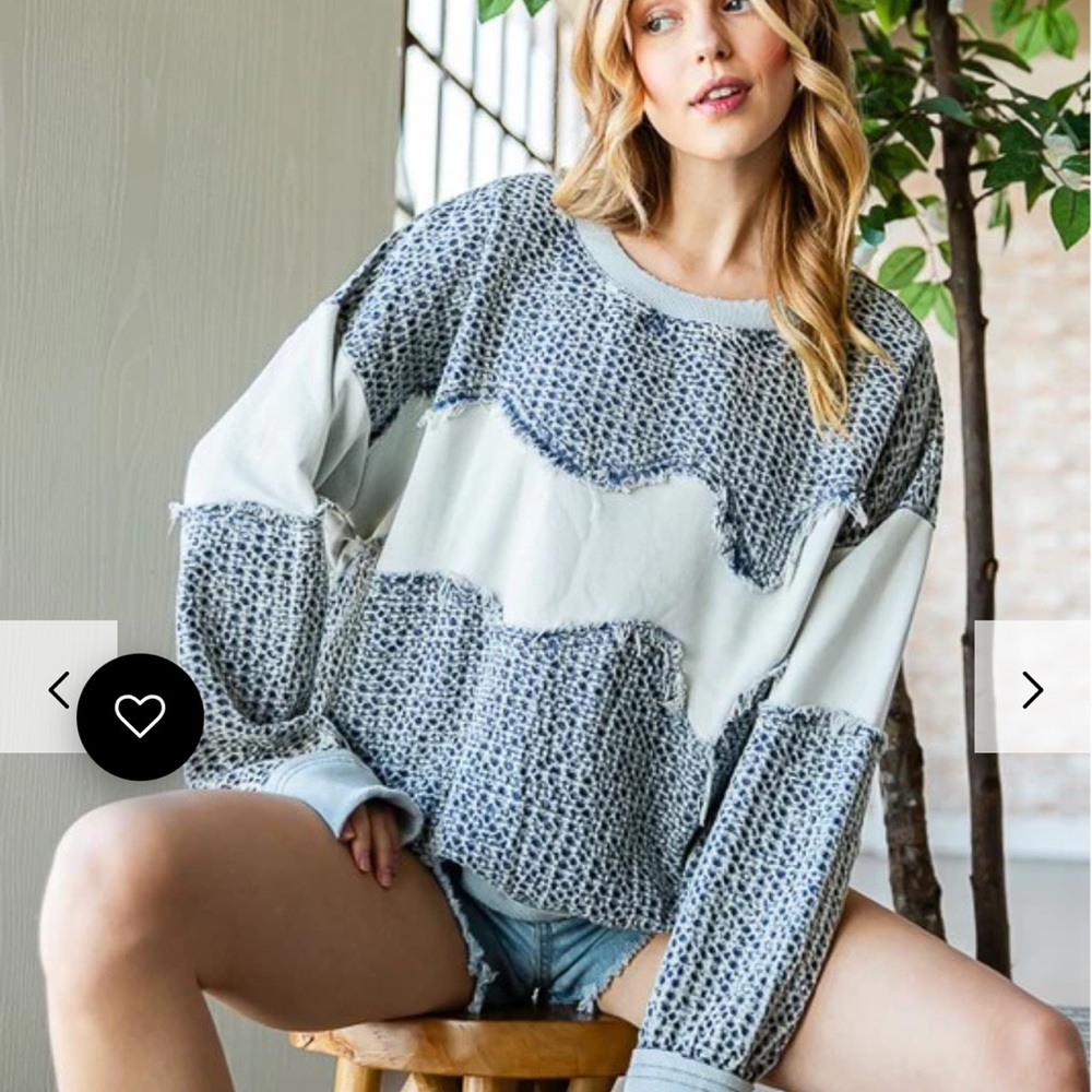 Oli & Hali Washed Fabric Mixed Pullover - Picture 3 of 4